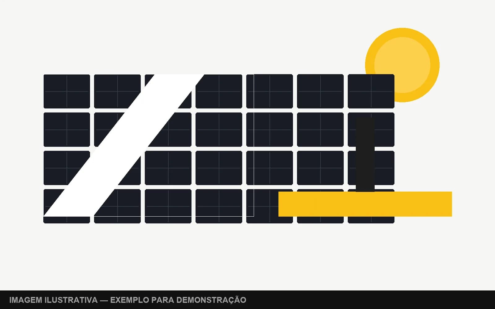 Ilustração de limpeza de módulos fotovoltaicos — exemplo para demonstração
